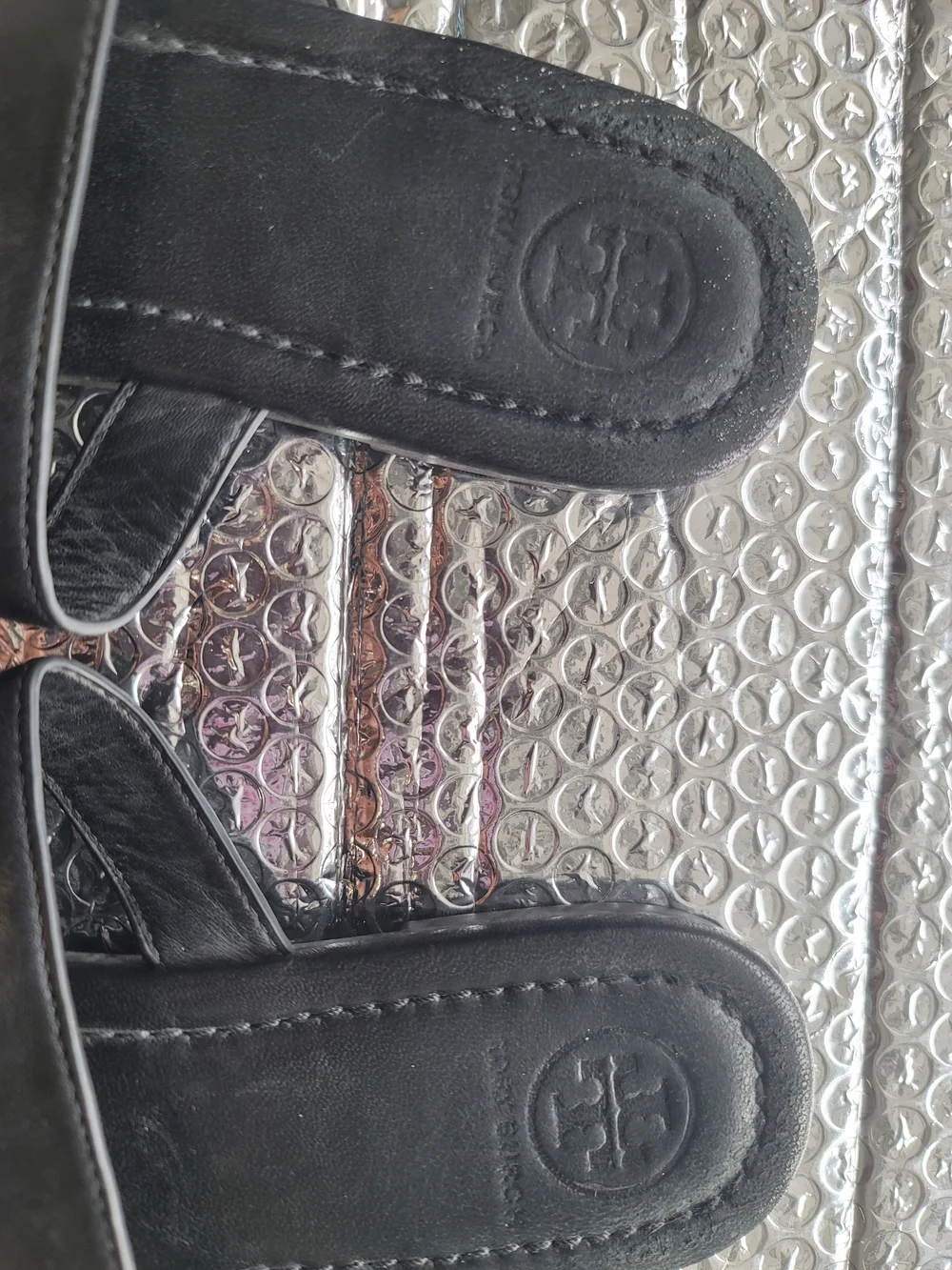 Tory Burch Black Miller Thong Sandals with Gold Logo